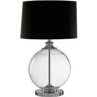 Small Glass Orb with Linen Shade Table Lamp