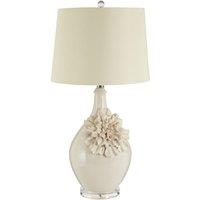 Off White Flower Blossom Ceramic Table Lamp