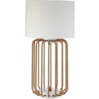 Gold Wire Cage with Linen Shade Table Lamp