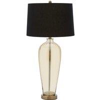 Amber Tall Glass with Black Shade Table Lamp