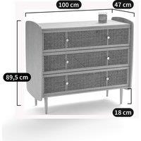 Tempa Chest of 3 Drawers in Rattan Cane