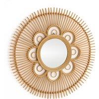 Nogu 90cm Floral Rattan Round Mirror