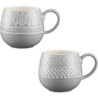 Set of 2 Grey Stoneware Mugs