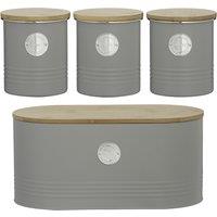 4-Piece Living Tea, Coffee, Sugar & Bread Bin Set