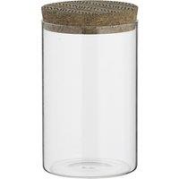 Set of 2 Small Monochrome Glass Storage Jars with Cork Lid