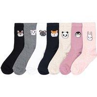 Pack of 7 Pairs of Socks in Cotton Mix with Kawaii Animal Print