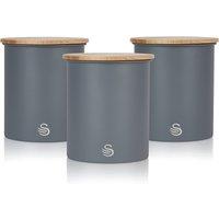 Set of 3 Nordic Tea Coffee Sugar Canisters in Grey