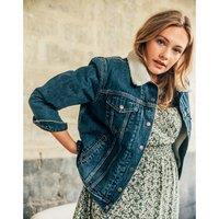 Ex-Boyfriend Sherpa Trucker Jacket in Denim