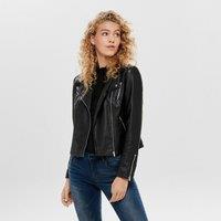 Faux Leather Short Jacket with Zip Fastening