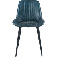 Retro Leather Dining Chair with Iron Legs