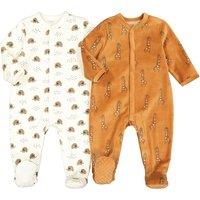 Pack of 2 Velour Sleepsuits in Cotton Mix, Prem-2 Years