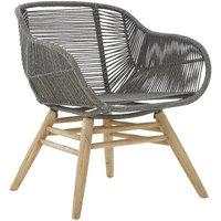 Grey Textured Rope Armchair with Wooden Legs