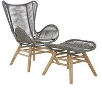 Natural Rope Lounge chair and Footstool set - Grey