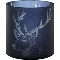 Large Blue Stag Glass Hurricane Candle Holder