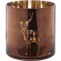 29cm Brown Stag Glass Hurricane Candle Holder