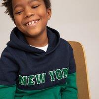 Two-Tone Hoodie in Organic Cotton Mix, 3-14 Years