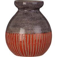 20cm Grey and Orange Earthenware Vase
