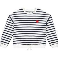 Striped Cotton Mix Sweatshirt with Crew Neck