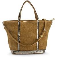 Linen Small Tote Bag with Sequin Trim