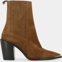 Basama Pointed Ankle Boots in Suede with Block Heel