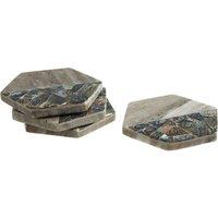 Set of 4 Hexagonal Marble & Paua Shell Coasters