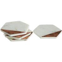 Set of 4 Hexagonal Marble & Copper Coasters