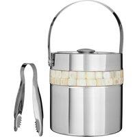 Mother of Pearl Ice Bucket with Tongs in Stainless Steel
