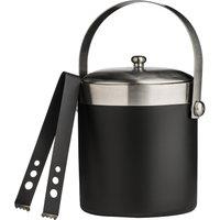 Ice Bucket with Tongs in Black/Silver