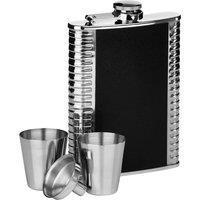 4-Piece Hip Flask Set in Black Leather Effect, 8oz