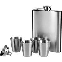 6-Piece Hip Flask Set in Stainless Steel, 8oz