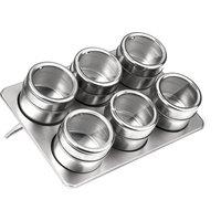 Set of 6 Spice Jars with Rack in Stainless Steel