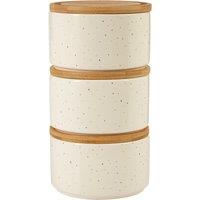 Set of 3 Wilder Speckle Stackable Canisters in Dolomite with Bamboo Lid