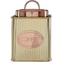 Coffee Canister in Gold Stripe with Copper Lid