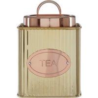 Tea Canister in Gold Stripe with Copper Lid