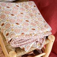 Zinnia Kantha Floral 100% Cotton Voile Bedspread