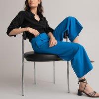 Wide Leg Cropped Trousers with Pleat Front