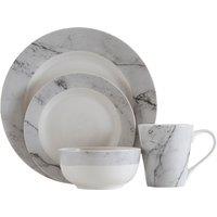 16-Piece White/Grey Marble Effect Dinner Set