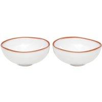 Set of 2 White Glazed Terracotta Mini Bowls