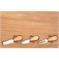4-Piece Wooden Cheese Board with Knife Set