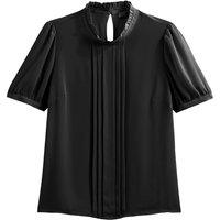 Ruffled Collar Blouse with Short Sleeves