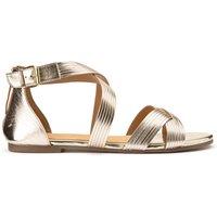 Leather Wide Fit Sandals with Flat Heel