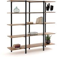 Hiba Large Solid Oak and Steel Shelving Unit