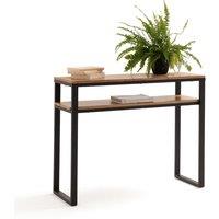 Hiba Two-Level Solid Oak & Metal Console Table