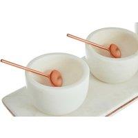 3-Part Condiment Board in White Marble & Copper