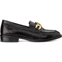 Mock Croc Leather Loafers with Chain Detail