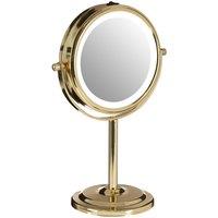 LED Table Mirror in Gold Finish
