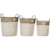 Set of 3 Laundry Baskets in Willow/Wire