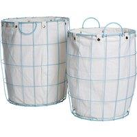 Set of 2 Laundry Baskets in Blue Wire