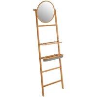 5-Tier Bamboo Towel Rack with Mirror