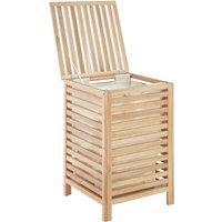 Slatted Laundry Hamper in Walnut Wood